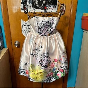 ASOS floral bubble dress satiny rose no straps size 4